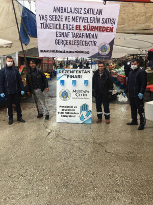 Pazar Girişlerine El Dezenfekte Noktası Kuruldu